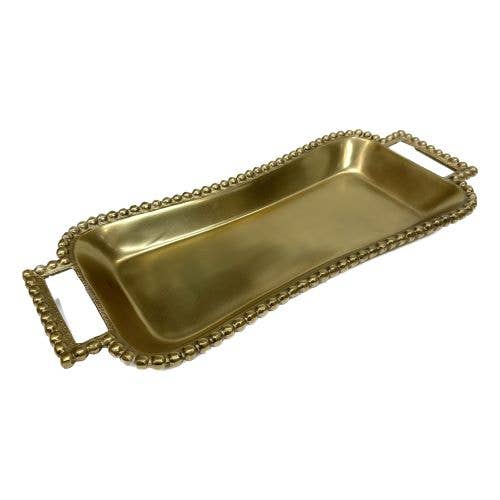 Gold Beaded Rectangle Tray