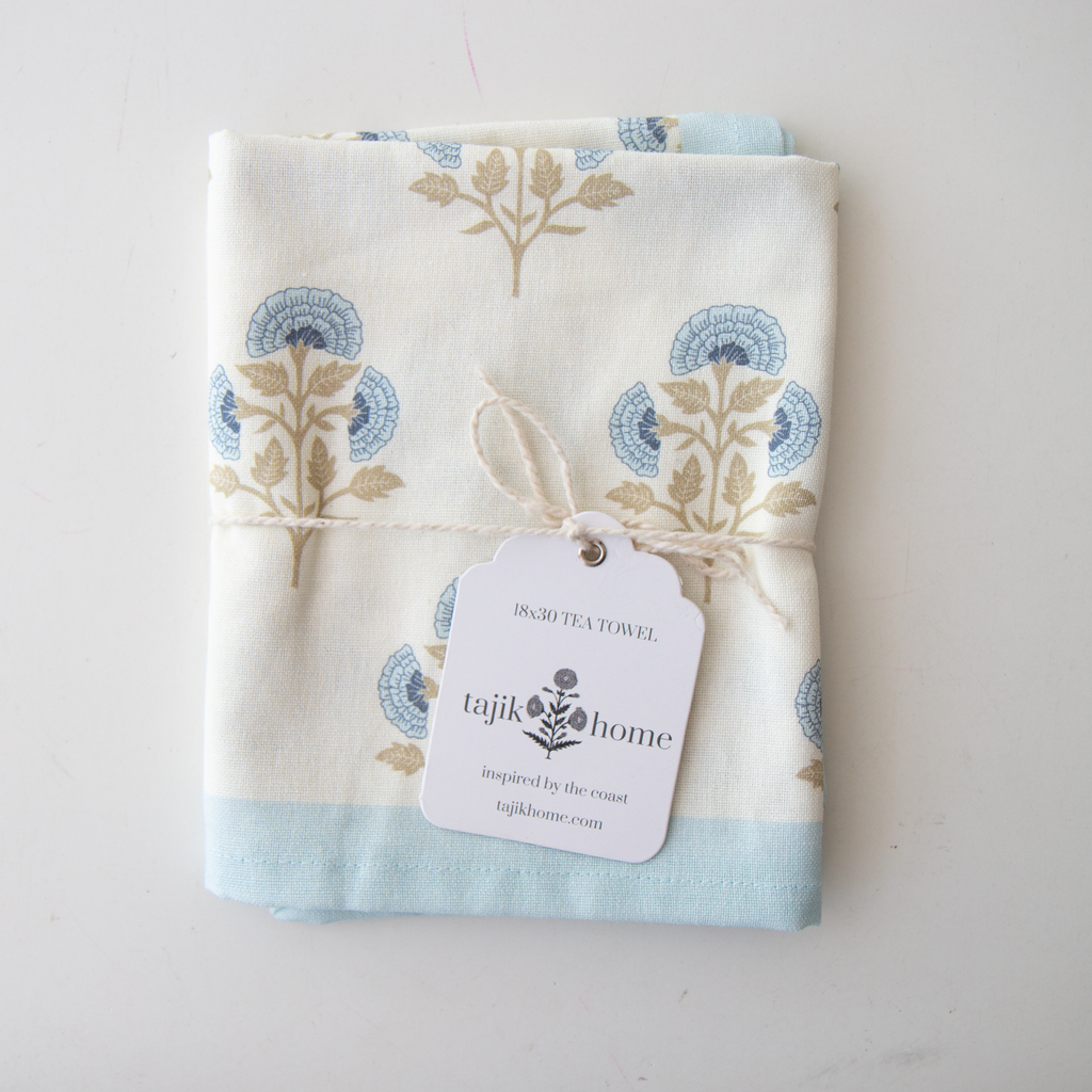 Block Print Tea Towel – Alisa Blue
