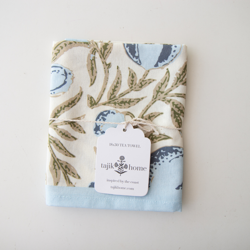 Block Print Tea Towel – Alisa Blue