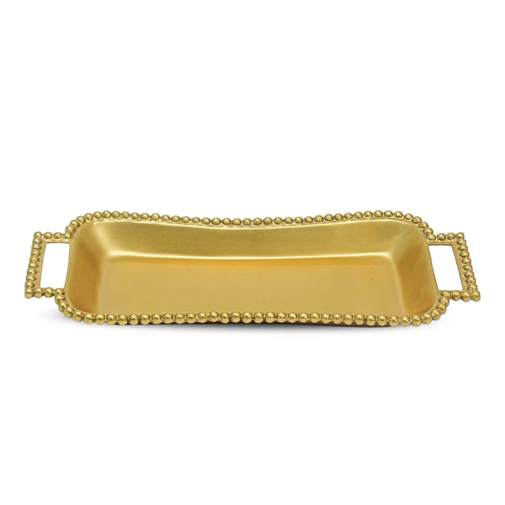 Gold Beaded Rectangle Tray