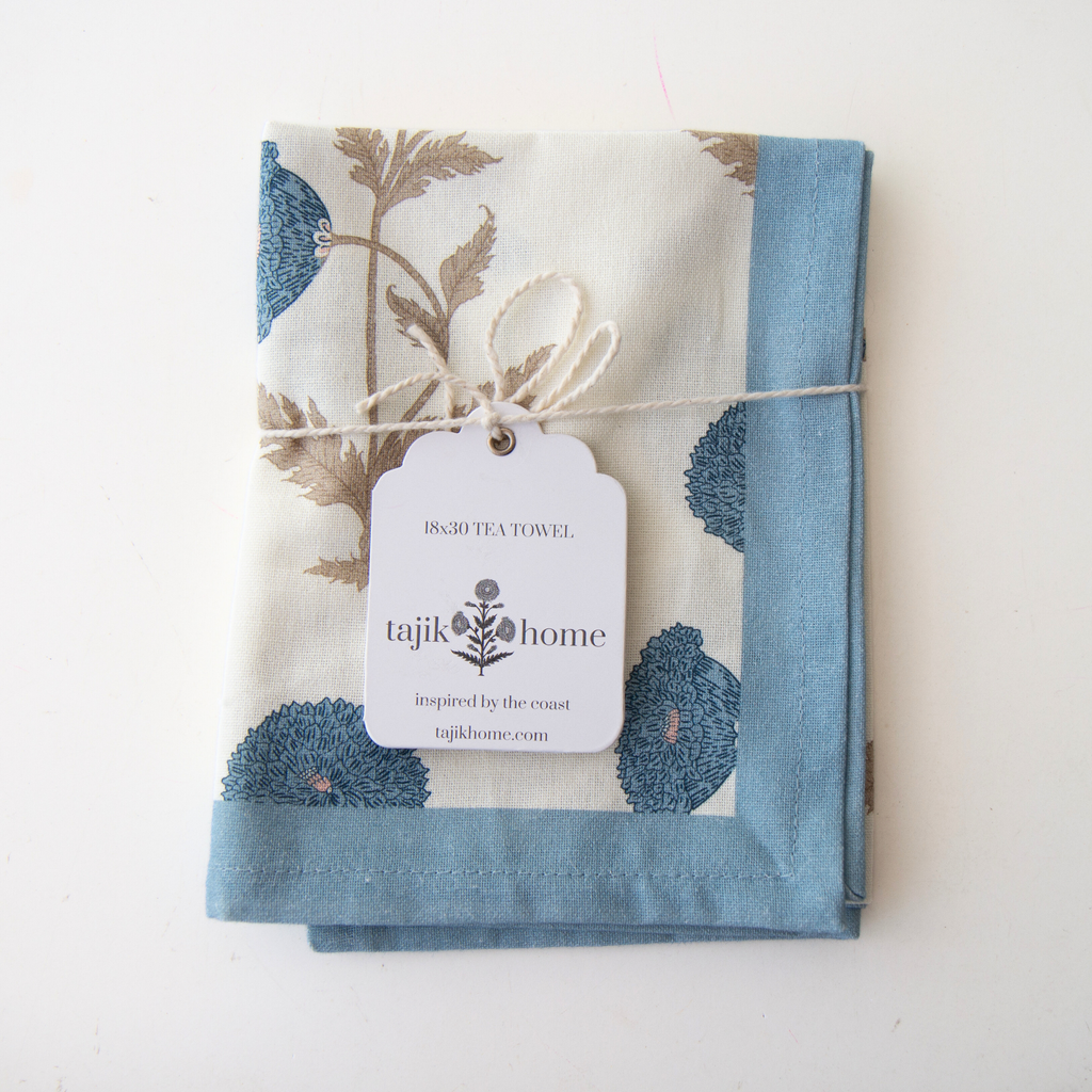 Block Print Tea Towel – Daisy Sky