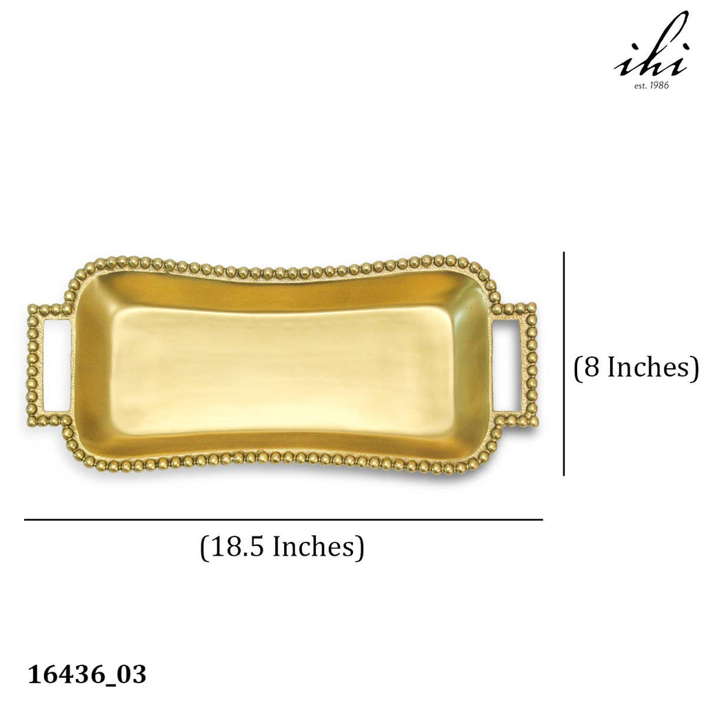 Gold Beaded Rectangle Tray