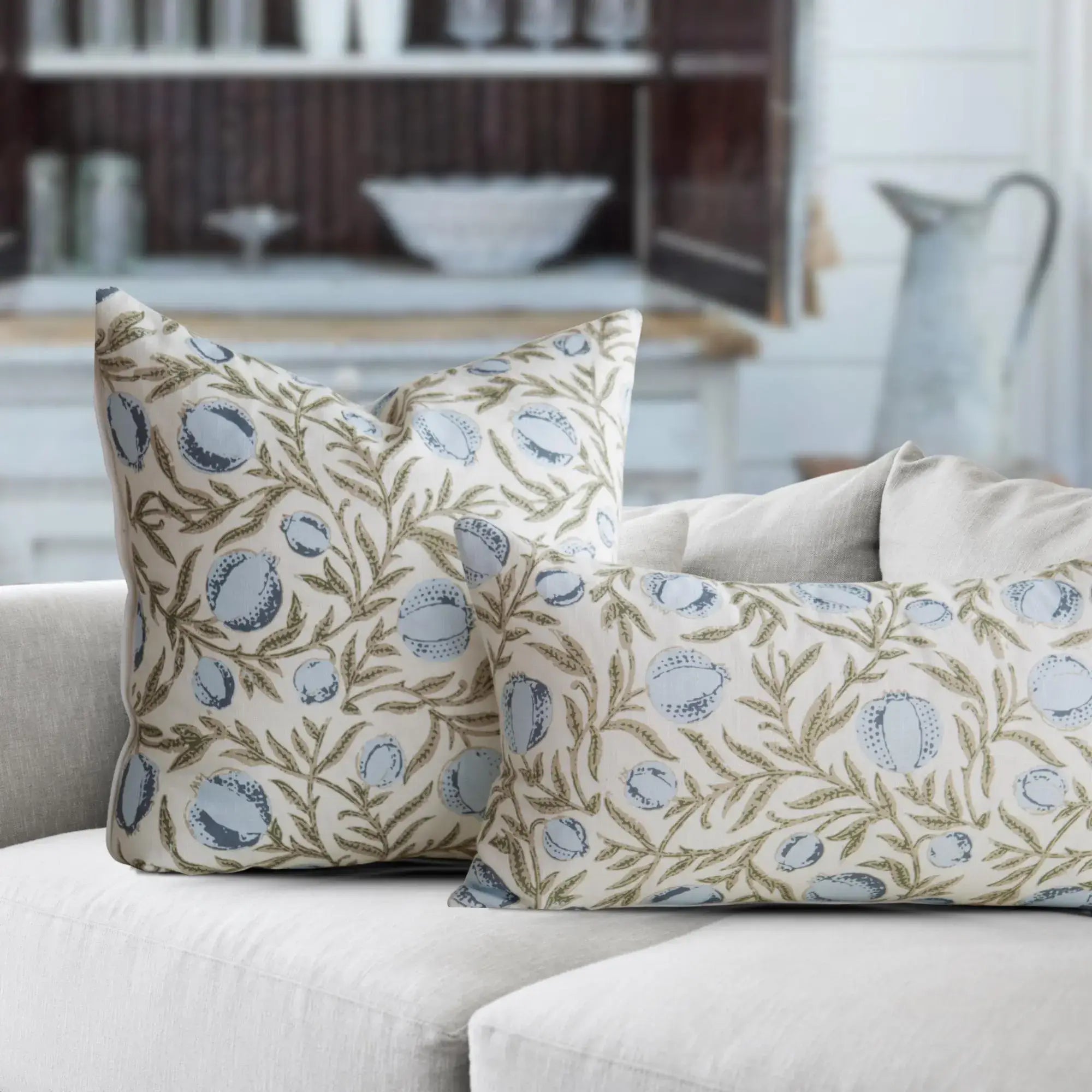 Alisa Blue Block Print Pillow