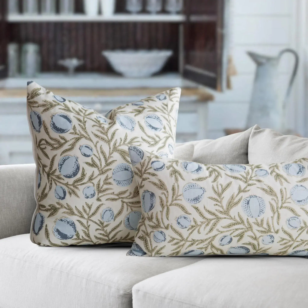 Alisa Blue Block Print Pillow