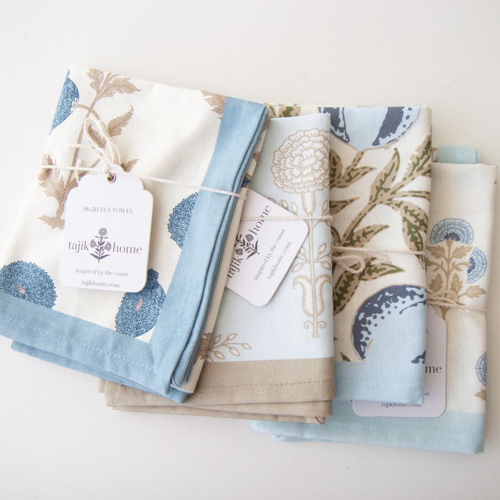 Block Print Tea Towel – Alisa Blue