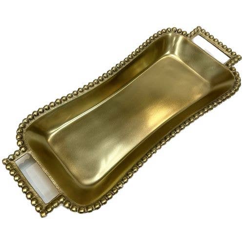 Gold Beaded Rectangle Tray