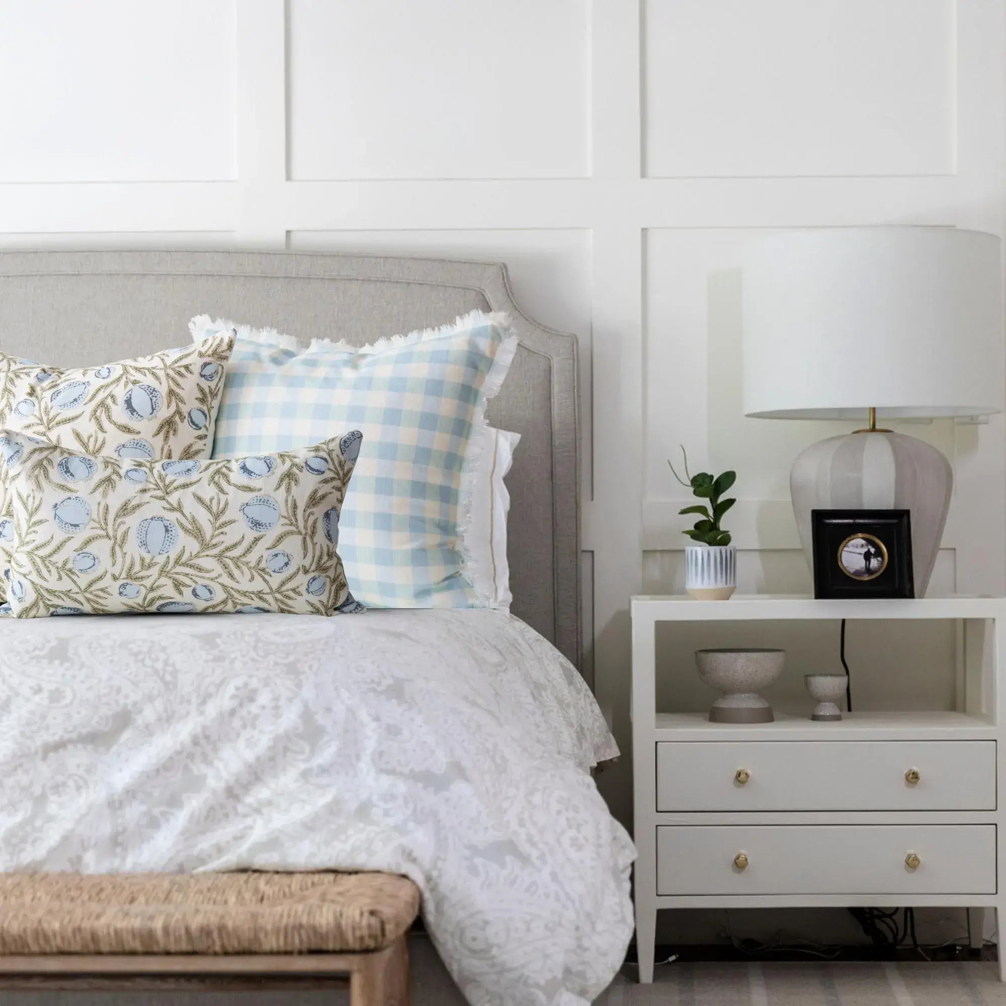 Alisa Blue Block Print Pillow