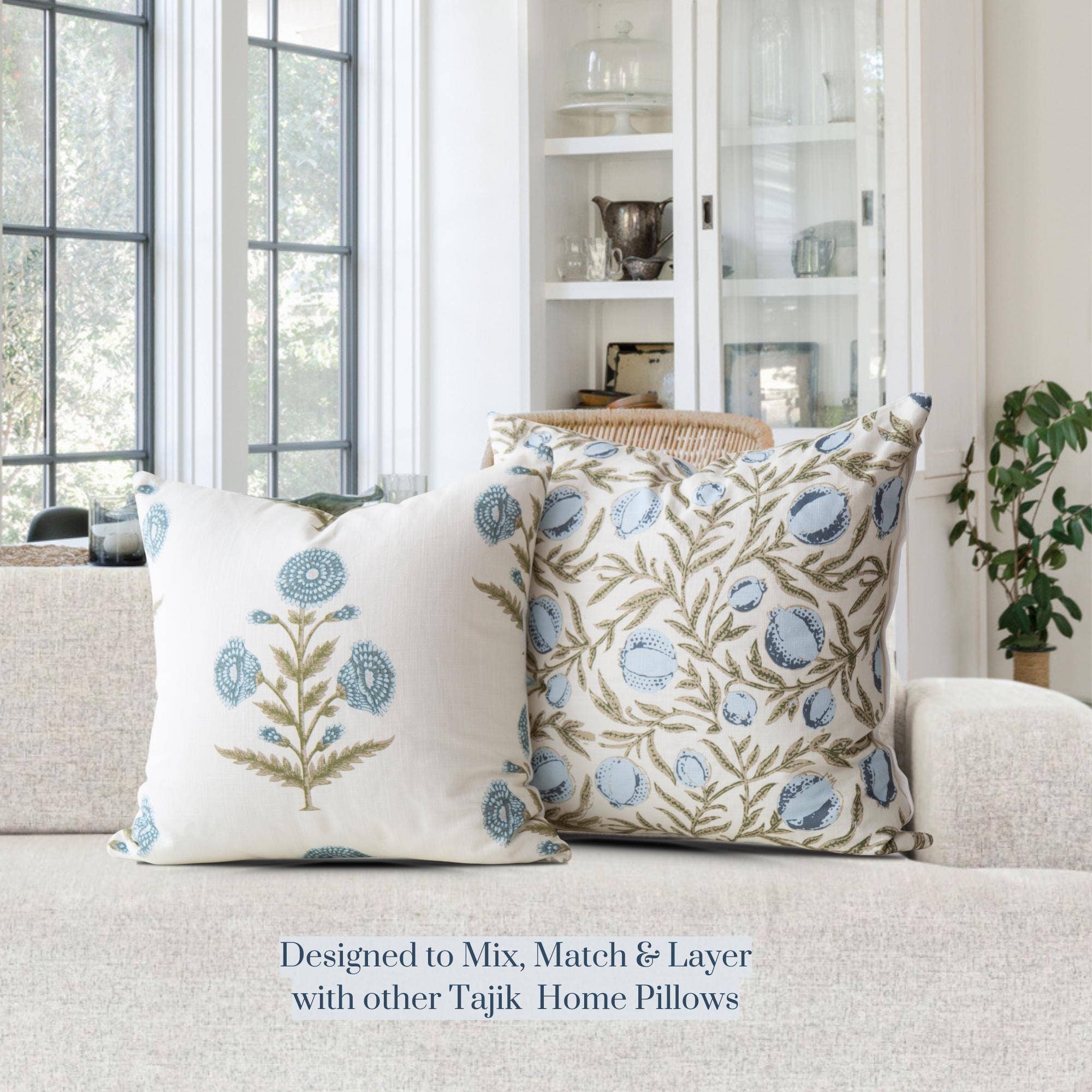 Alisa Blue Block Print Pillow